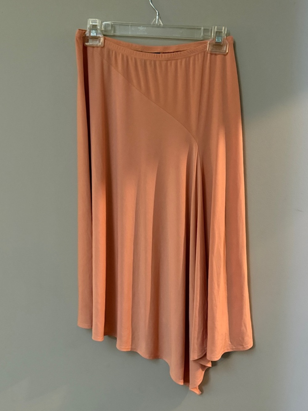 Tailor B. Moss Asymmetrical Midi Skirt in Peachy Coral